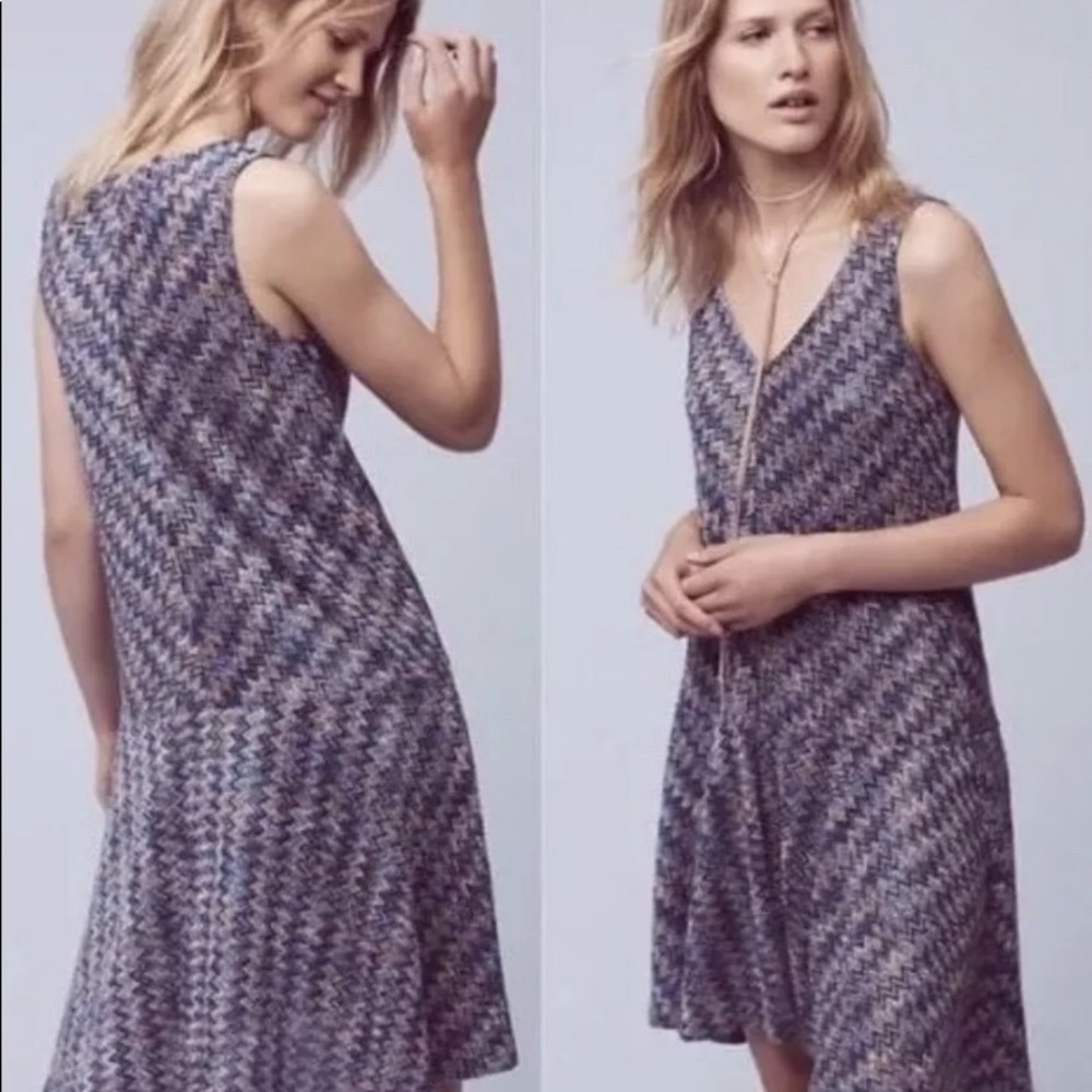 Anthropologie Maeve Chevron Flounce Dress XSP